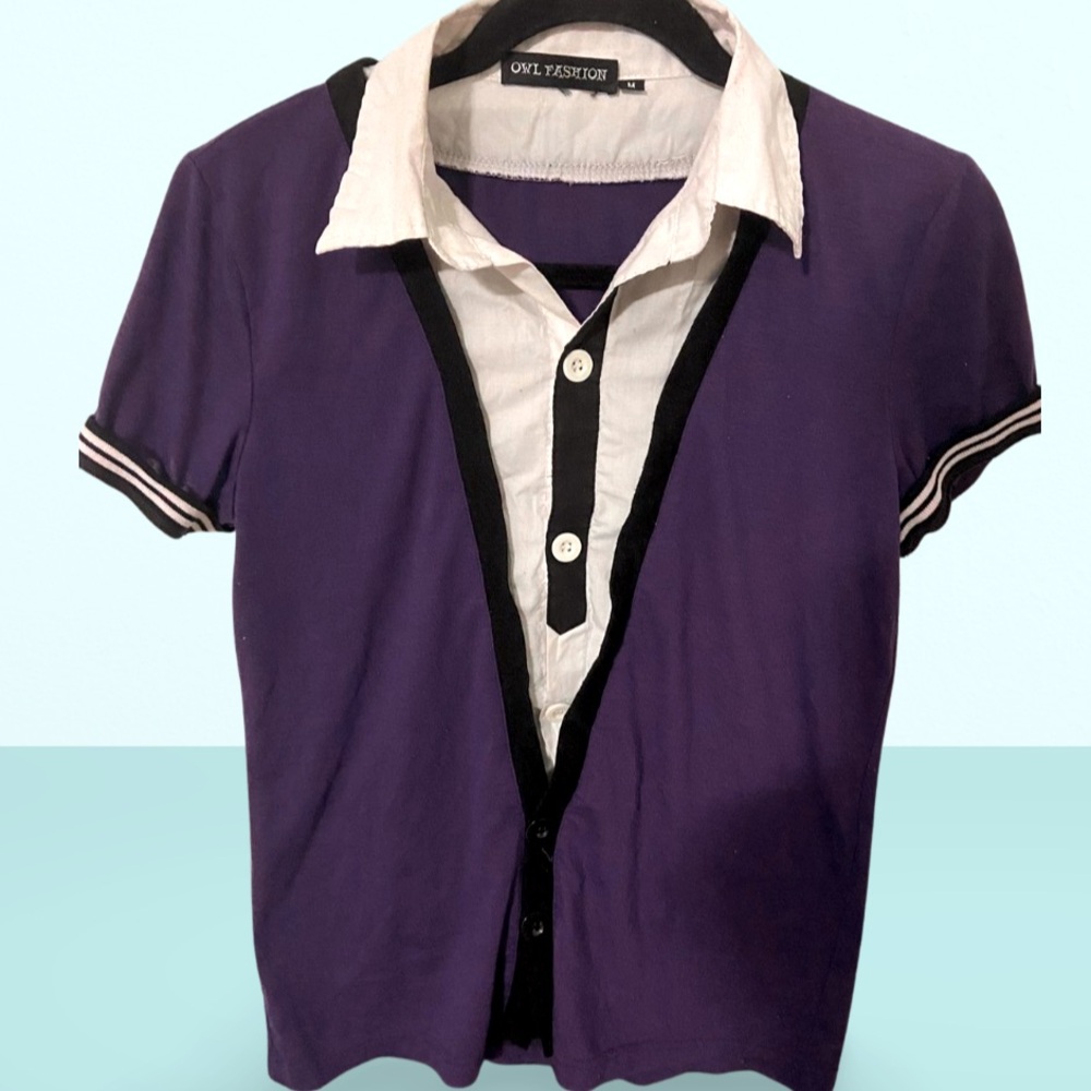 Two in One Preppy Look Purple Shirt
